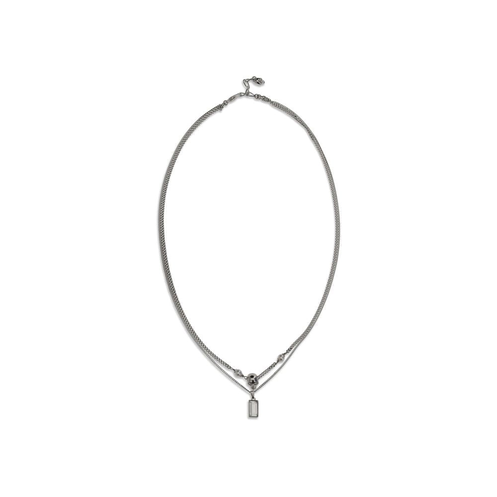 Alexander McQueen Brass with Rhinestone Pendant Necklace — Silver