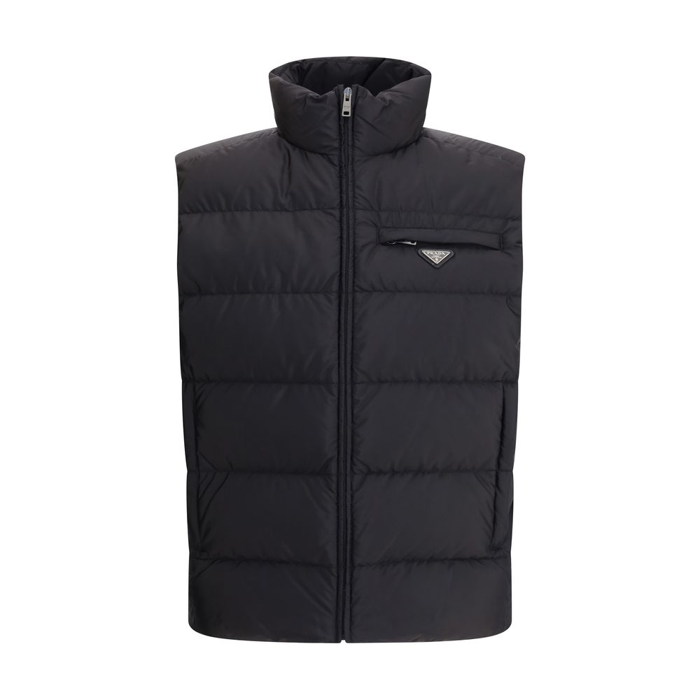 Prada Re-Nylon Down Quilted Vest — Black