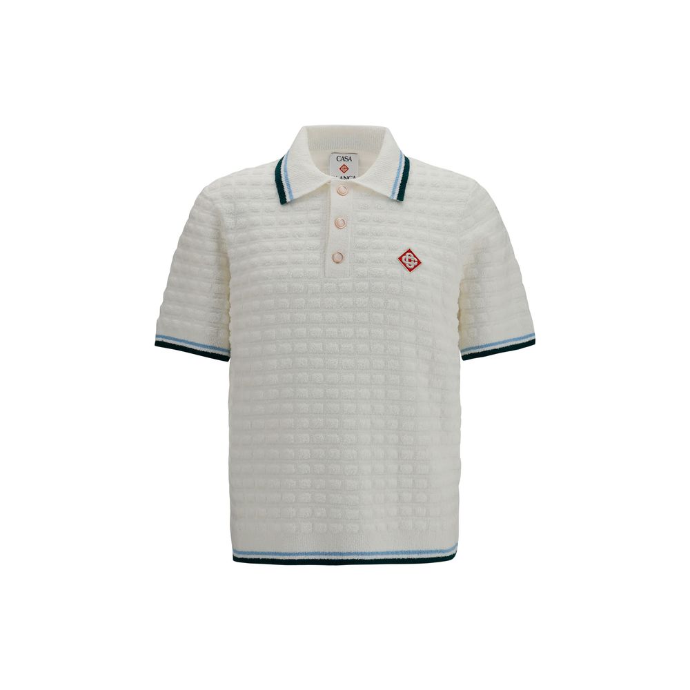 Casablanca Quilted Cotton-Nylon Polo Shirt — White