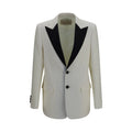 Valentino Garavani Two-Tone Wool Blazer — White