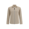 Maison Margiela Ribbed Wool-Cotton Zip-Up Cardigan — Beige