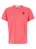 Comme Des GarçOns Play Embroidered Heart Logo Cotton T-Shirt — Pink