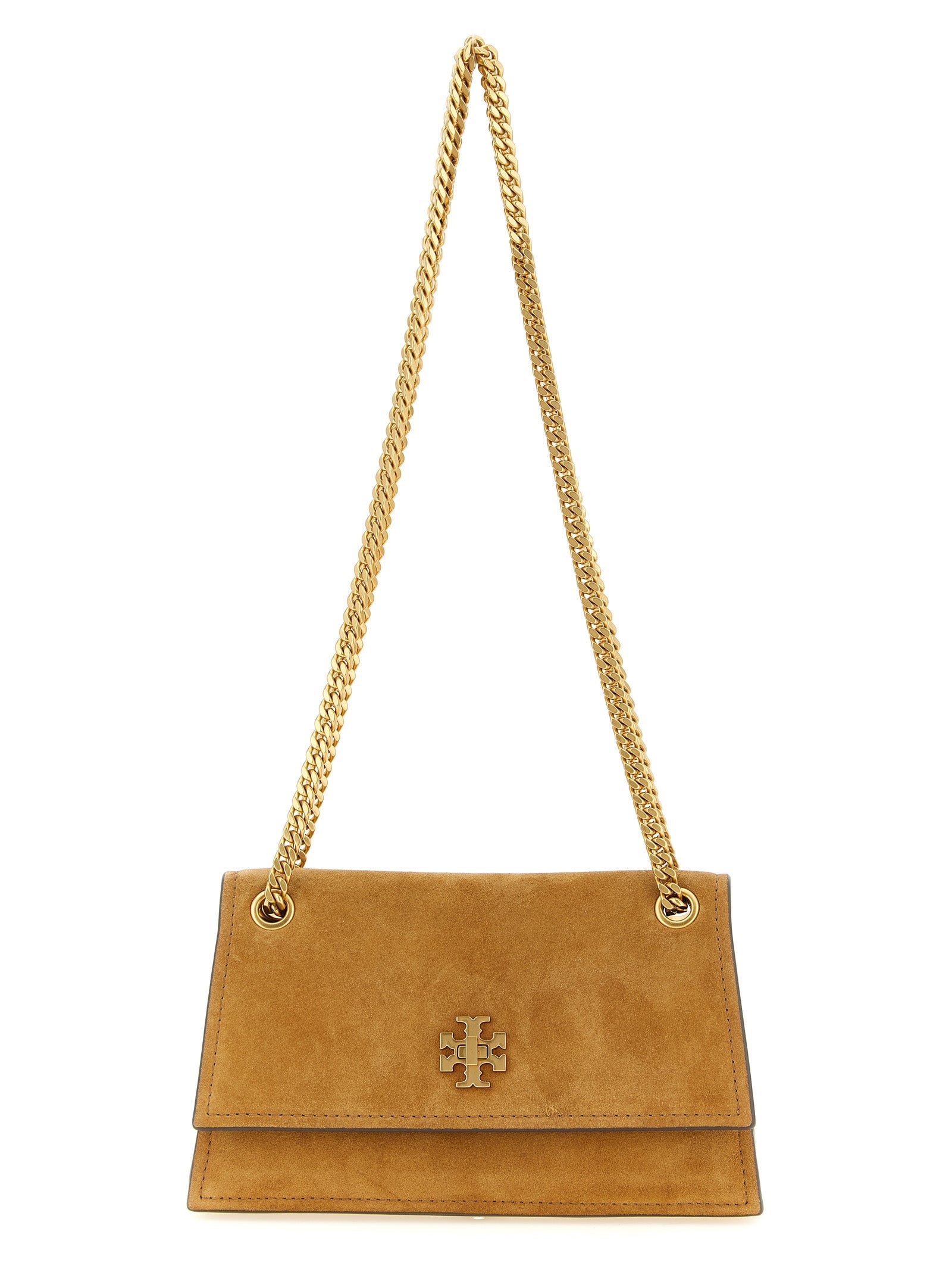 Tory Burch Calfskin with Swivel Closure Shoulder Bag — Brown