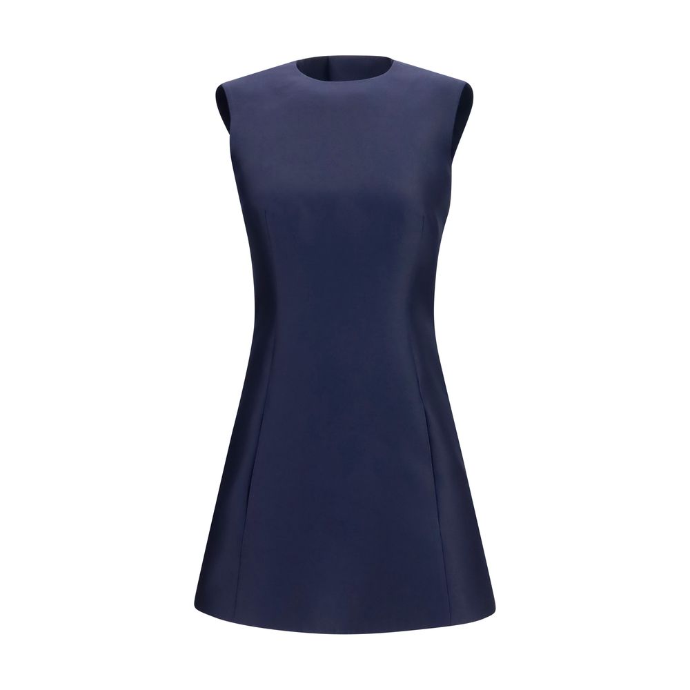 Balenciaga Merino Wool A-Line Mini Dress — Navy