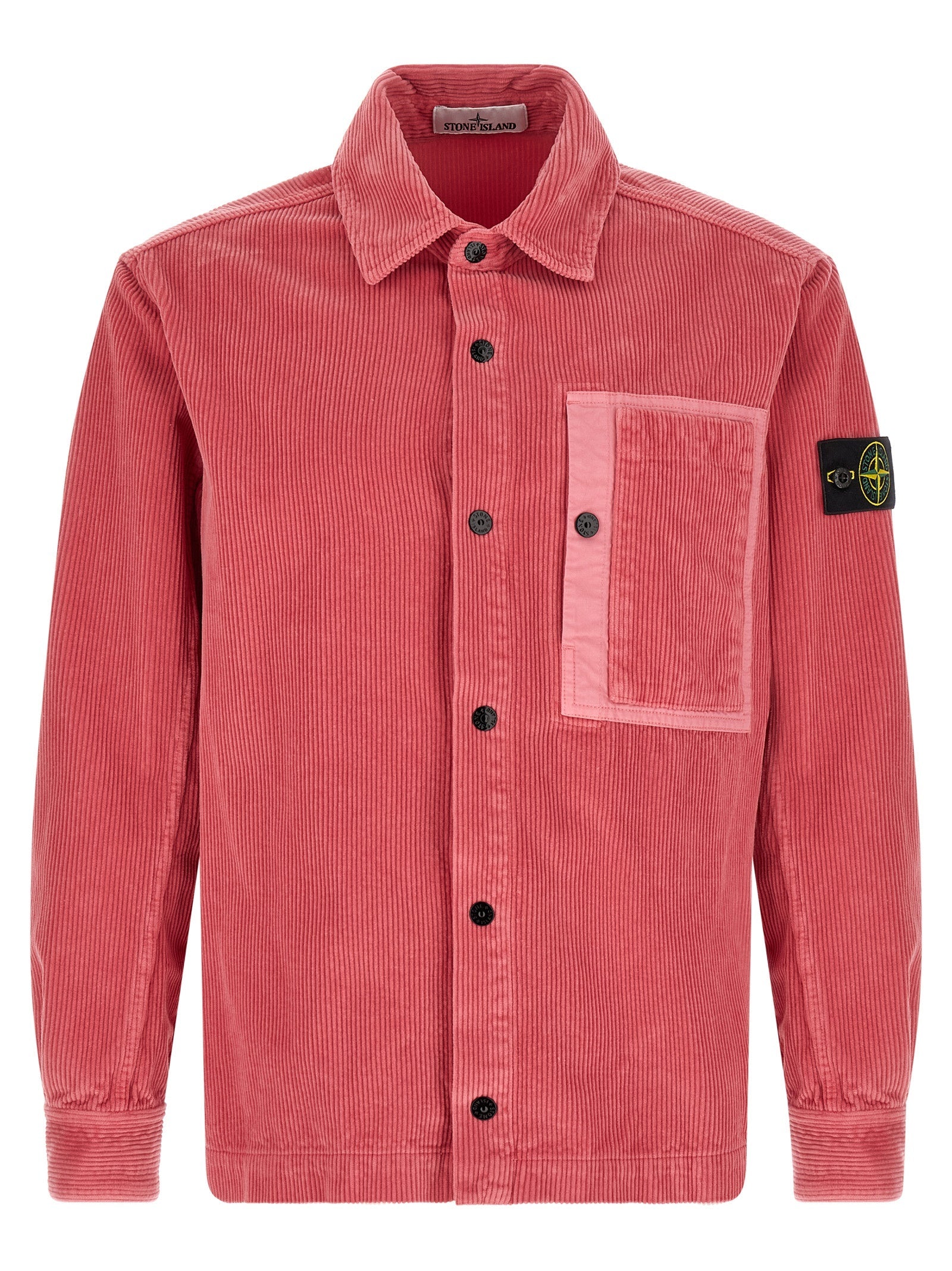 Stone Island Garment-Dyed Cotton Corduroy Overshirt — Pink