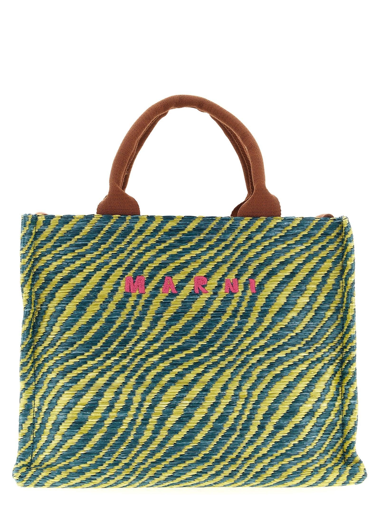 Marni Diagonal Striped Polyamide Handbag — Multicolor
