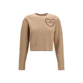 Chloé Logo-Embroidered Wool and Cashmere Sweater — Beige
