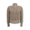 Herno Merino Wool Ribbed Cardigan — Beige
