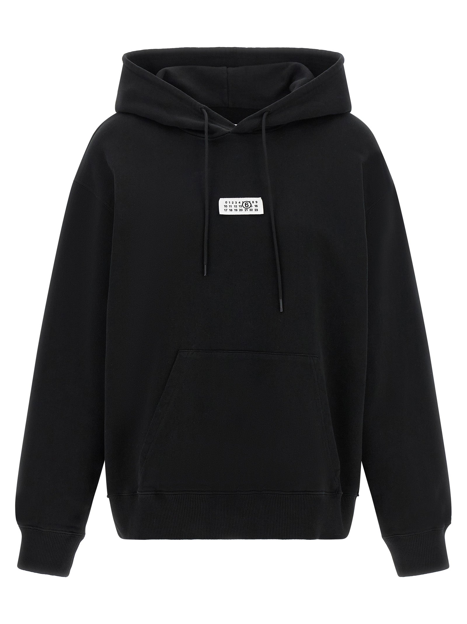 MM6 Maison Margiela Cotton Logo-Patch Hoodie — Black
