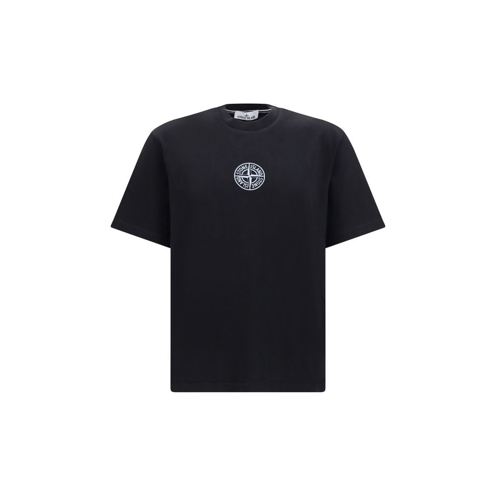 Stone Island Logo-Embroidered Cotton Jersey T-Shirt — Black