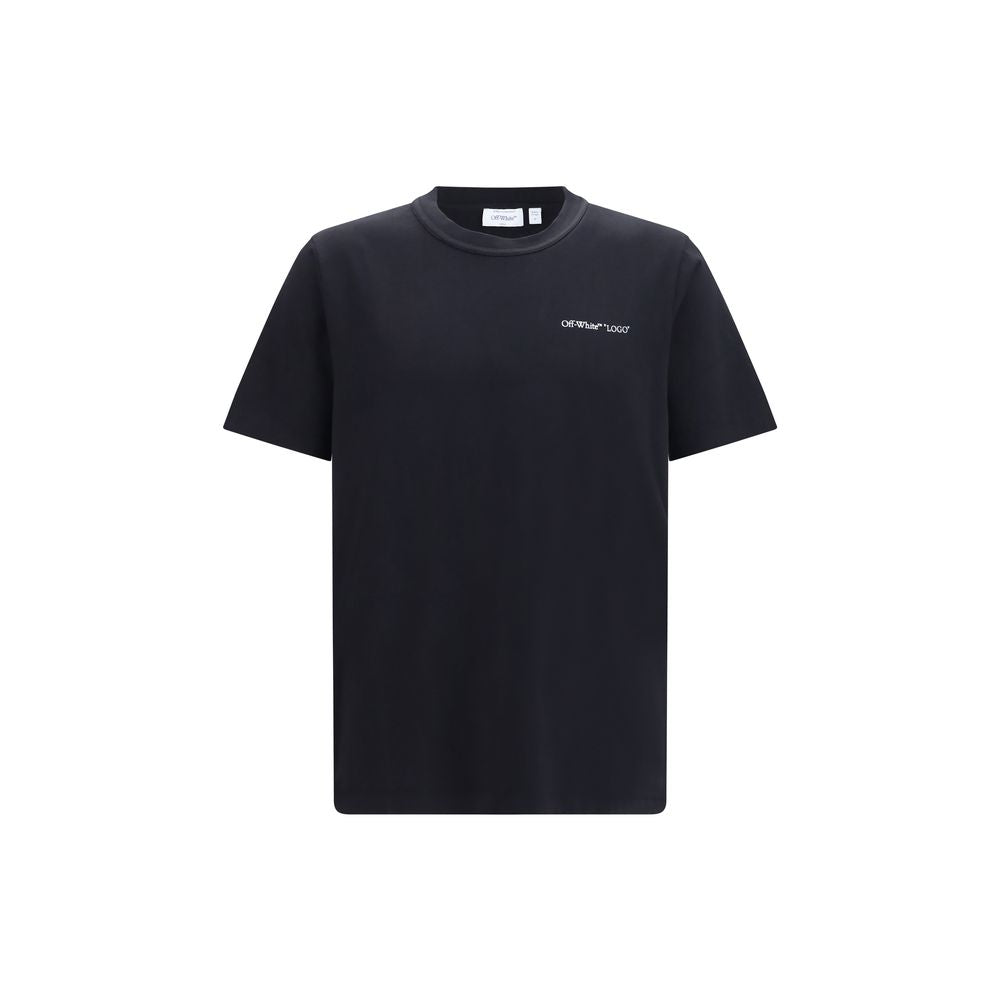Off-White Logo-Embroidered Cotton T-Shirt — Black