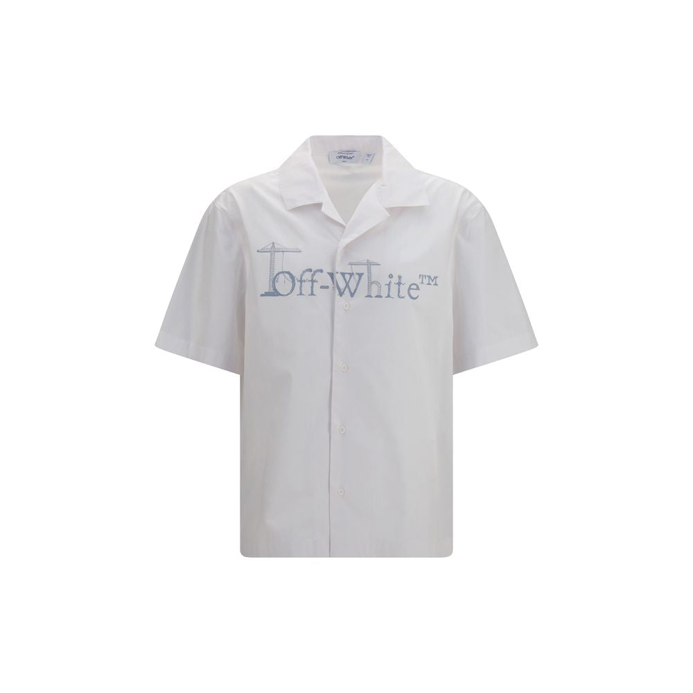 Off-White Logo-Embroidered Cotton Poplin Shirt — White