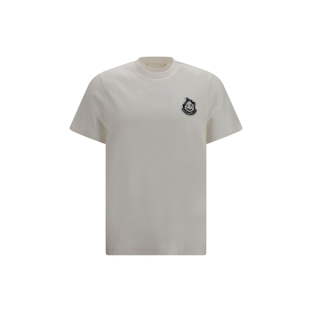 Moncler Logo-Embroidered Cotton T-Shirt — Beige