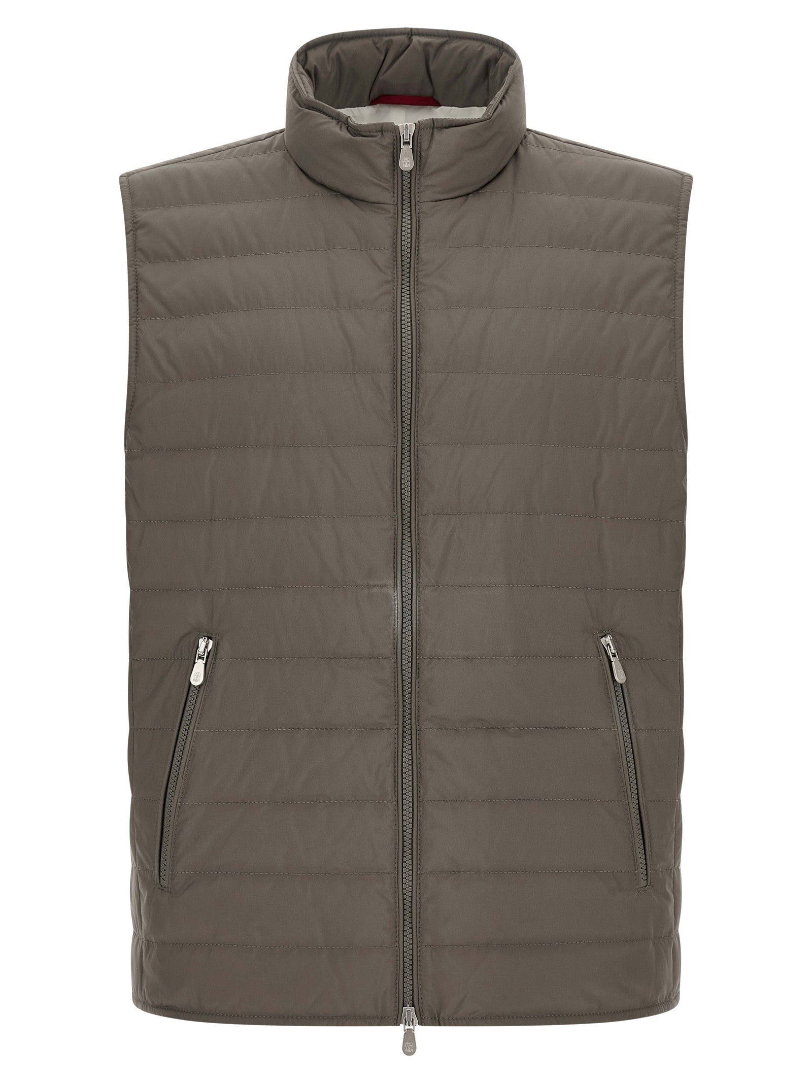 Brunello Cucinelli Quilted Down Vest — Gray