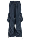 The Attico Overdyed Cotton Gabardine Cargo Pants — Navy