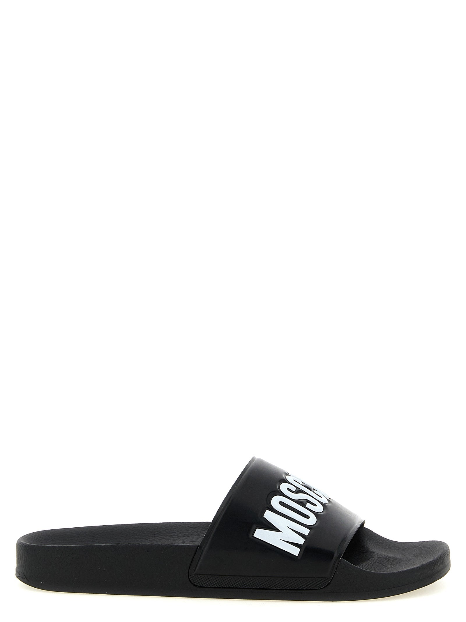 Moschino Logo-Embossed PVC Slide — Black