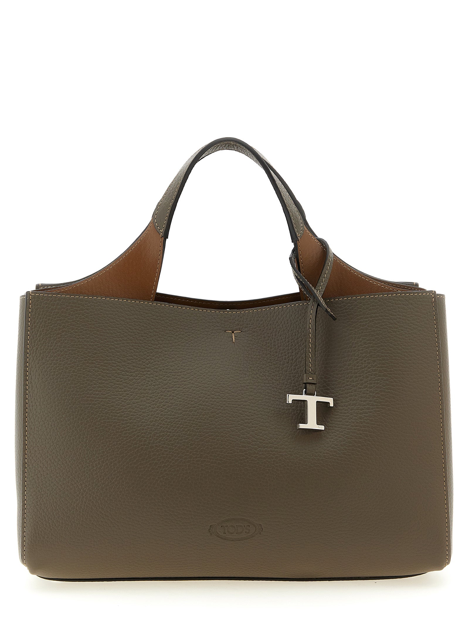 Tod's Hammered Calf Leather Shoulder Bag — Gray