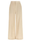 Brunello Cucinelli Wide-Leg Cotton Trousers — Beige