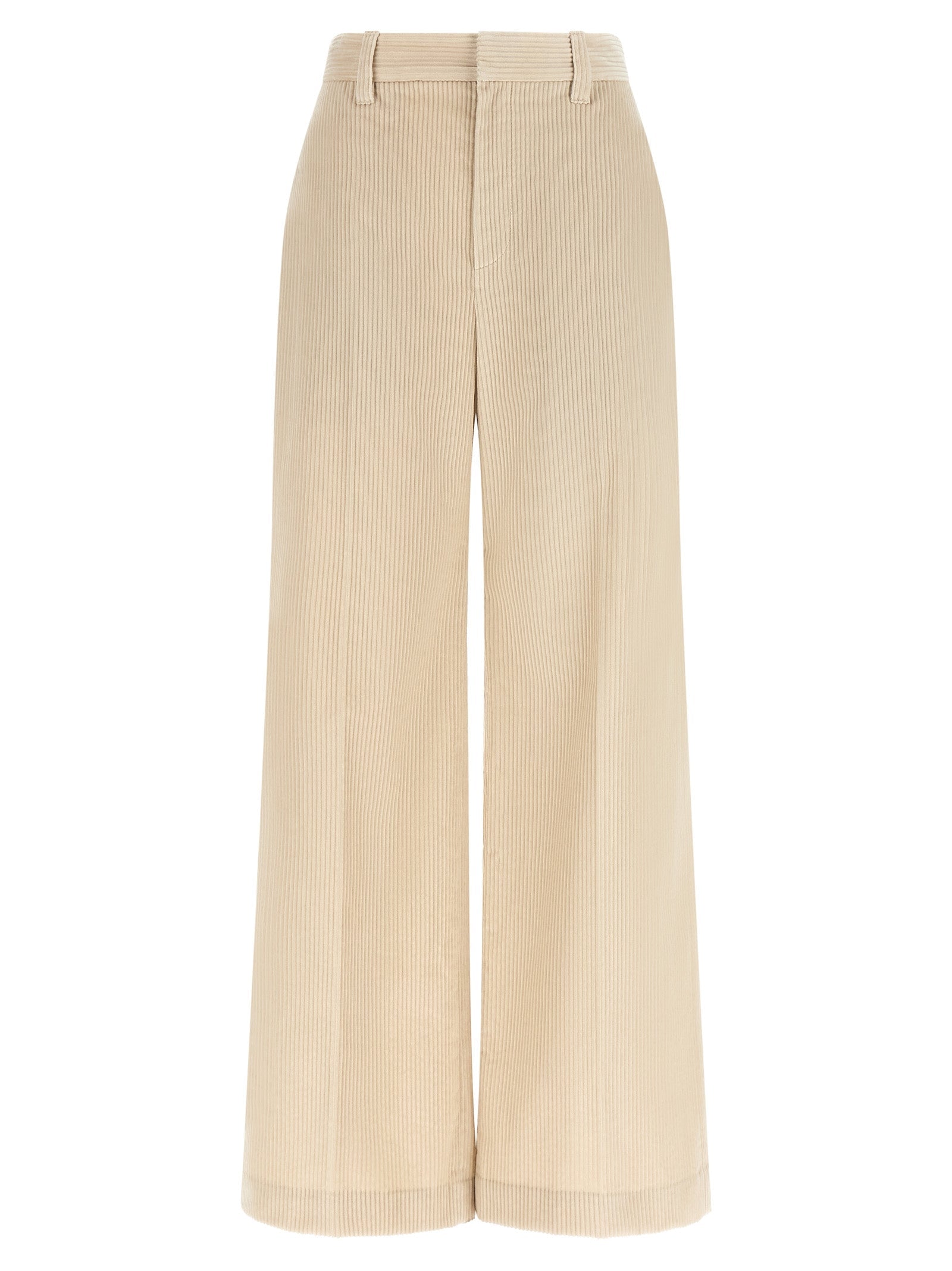 Brunello Cucinelli Wide-Leg Cotton Trousers — Beige