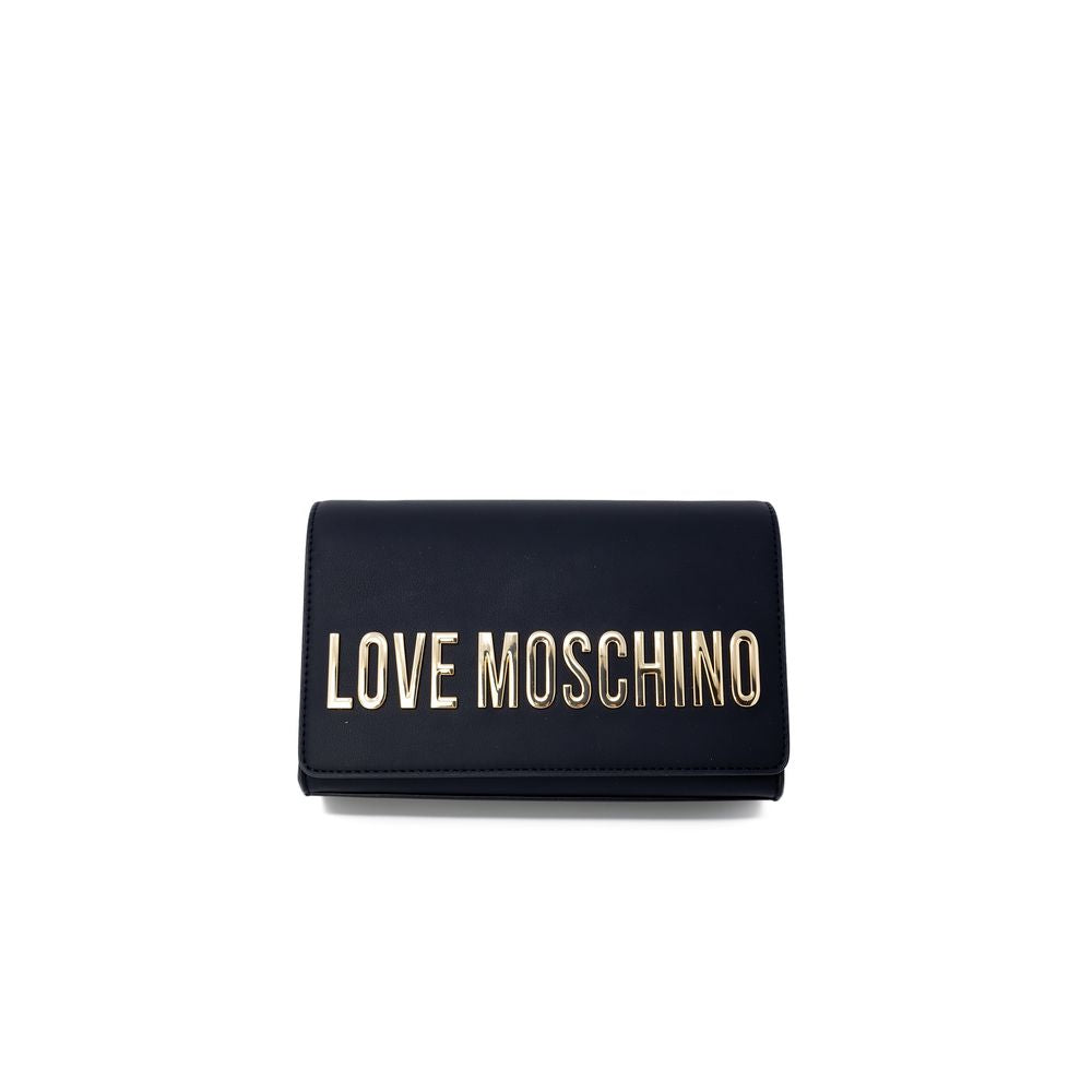 Love Moschino Logo-Embroidered Clutch — Black