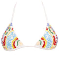 Limoncello Hand-Beaded Embellished Bikini Top | White