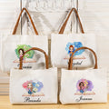 Personalizada Acuarela Nacimiento Flor Dibujos Animados Lectura Niña Bolsa de Lona Grande con Nombre Cumpleaños Aniversario Regalo para Bibliotecaria Amantes de los Libros
