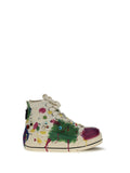 R13 Paint Splatter & Stud-Embellished High-Top Sneaker — Off White