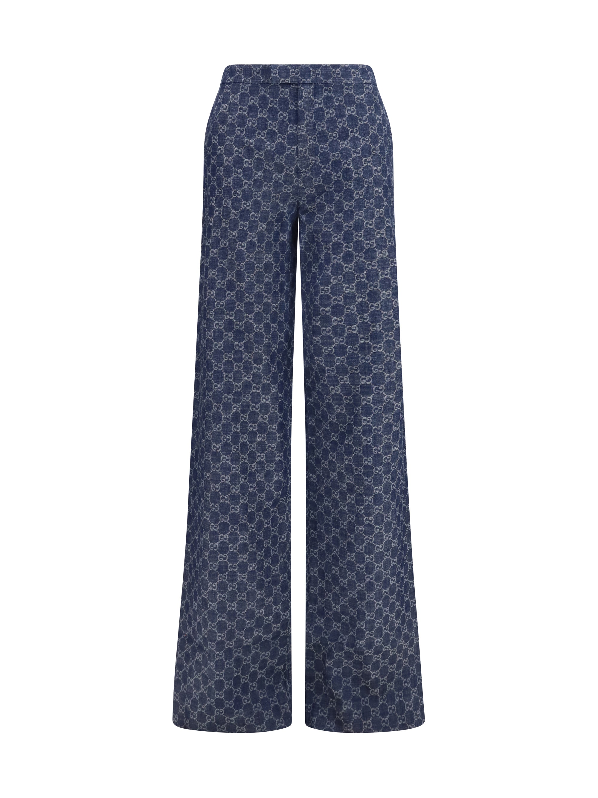 Gucci GG Cotton Jacquard Denim Trousers — Navy