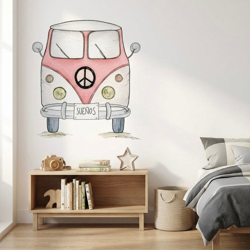 Vinilo Decorativo Furgoneta Roja 95x95cm
