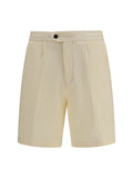Germano Textured Cotton-Blend Bermuda Shorts — Beige