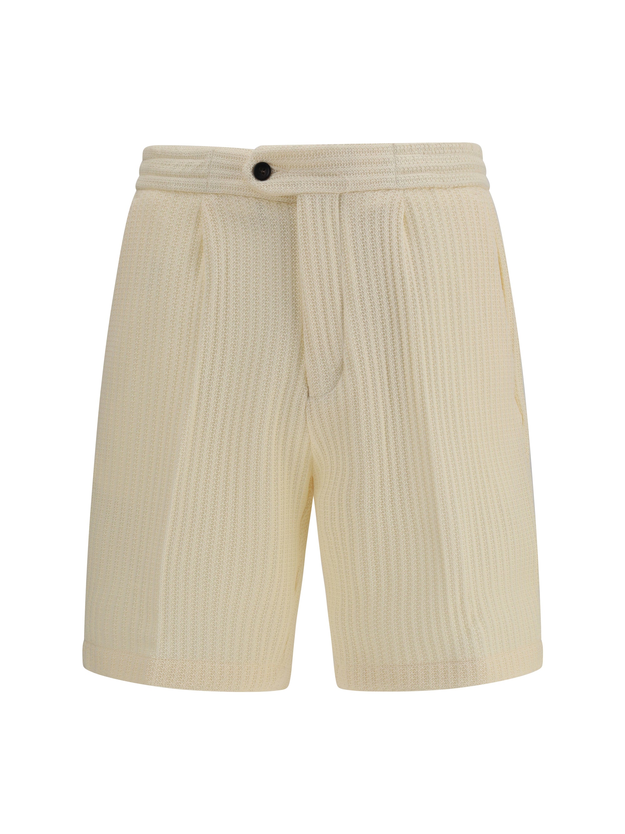 Germano Textured Cotton-Blend Bermuda Shorts — Beige