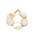 Gold Plated CC Mother of Pearl Cuff Bracelet