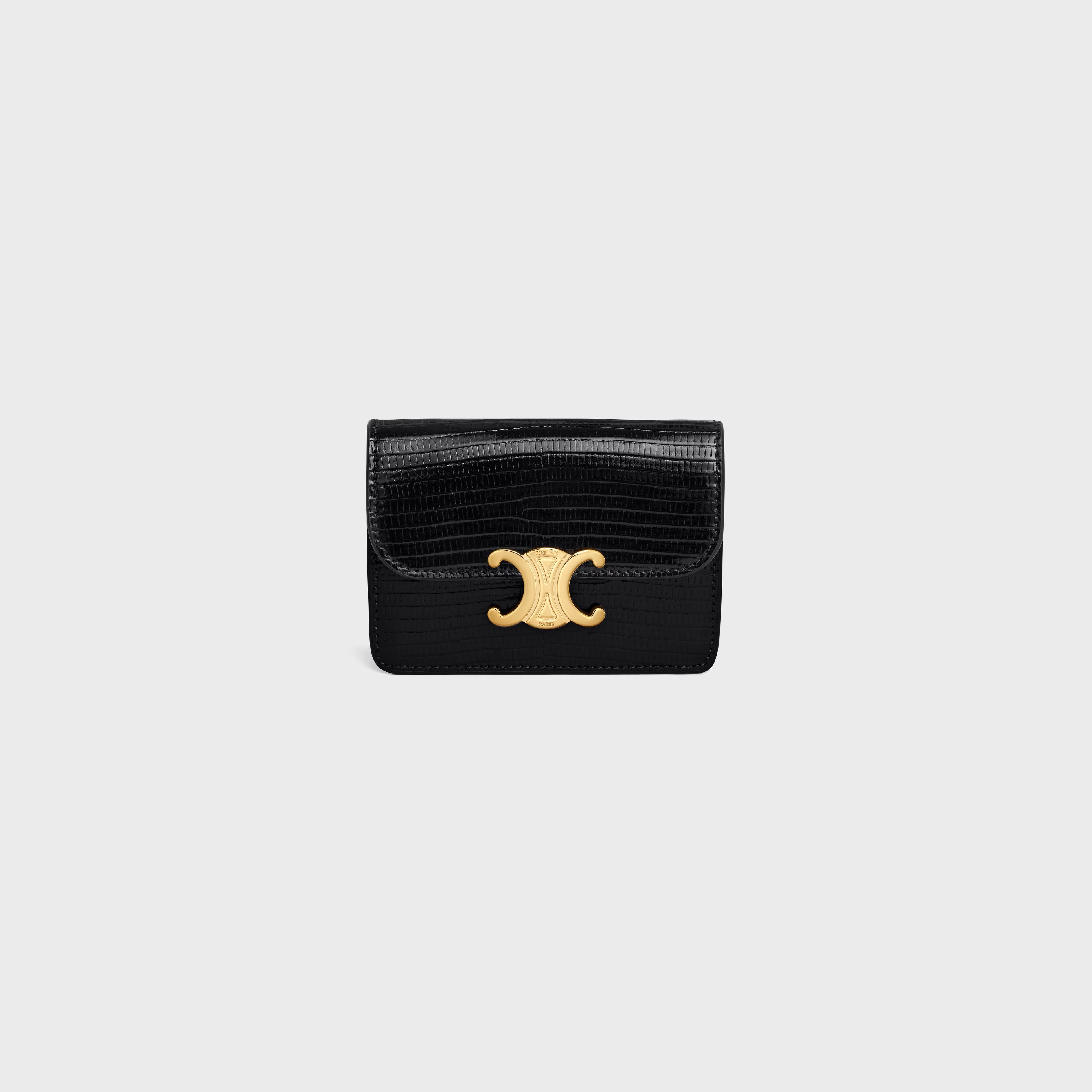 Celine Croc-Embossed Leather Card Case — Black