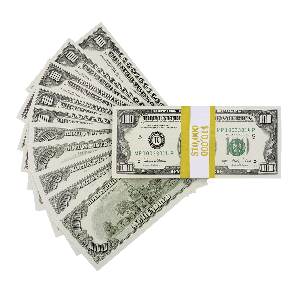 $10,000 Full Print 1990 Series Stack By Prop Money Inc.