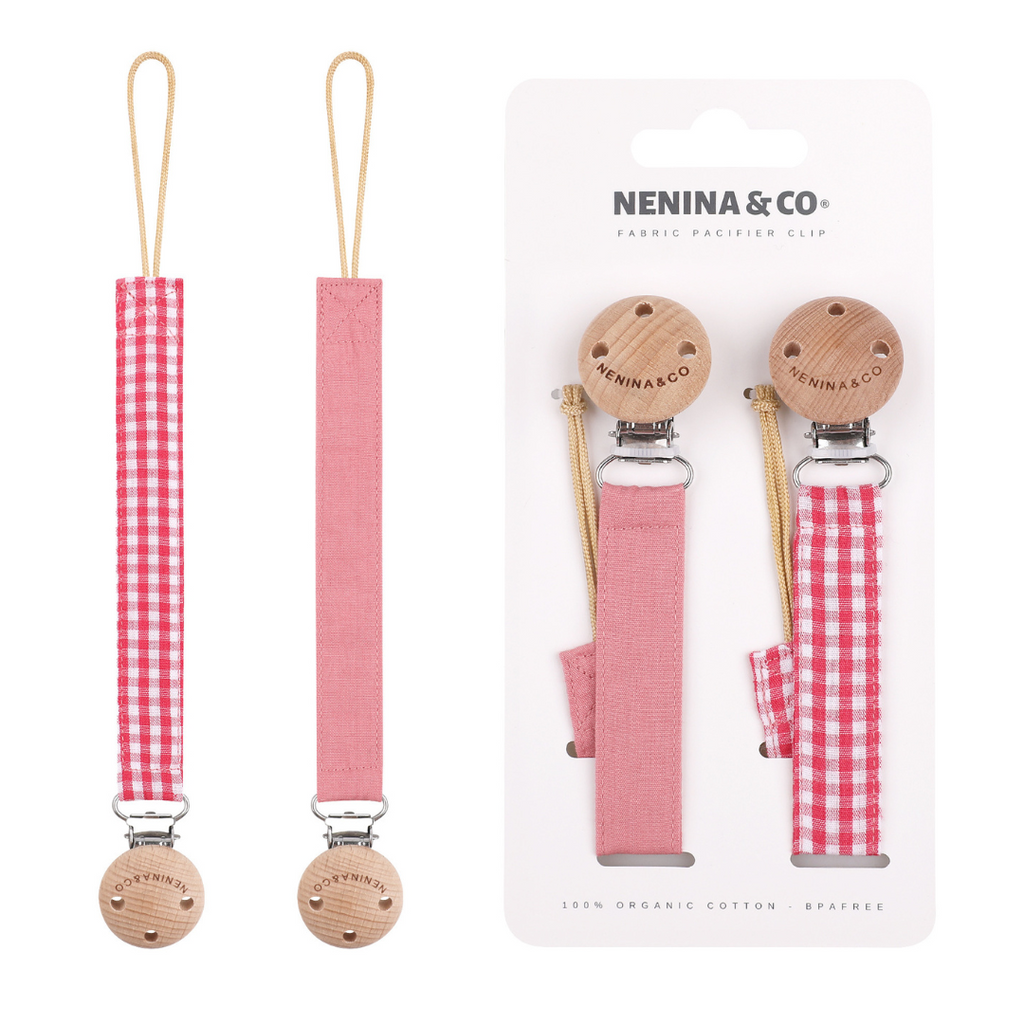 Chupetero Pack x 2 DIAMOND Rosa + Rosa Vichy vichy By Nenina & Co