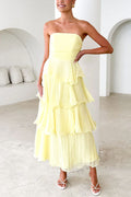 Strapless Ruffle Layered Maxi Dress