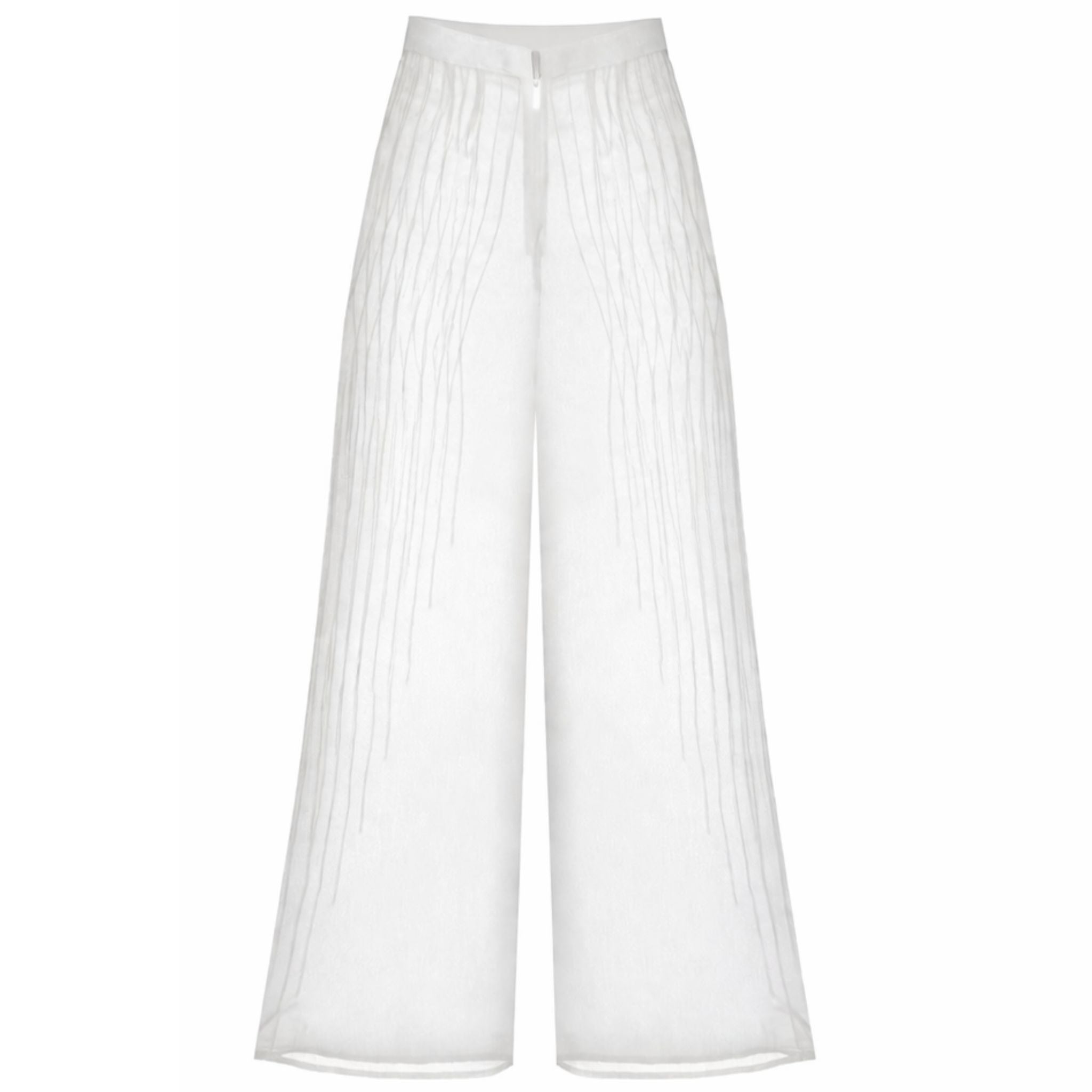 Sheer Pin Tuck Trousers | White