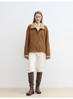 Knight's Contract Merino wool sheepskin coat with fur-faced stand-up collar