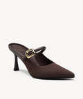 GraceLithe Pointed Toe Heeled Mule - Coffee / Regular (A-C) / US 7.5 | EU 38 | UK 5.5