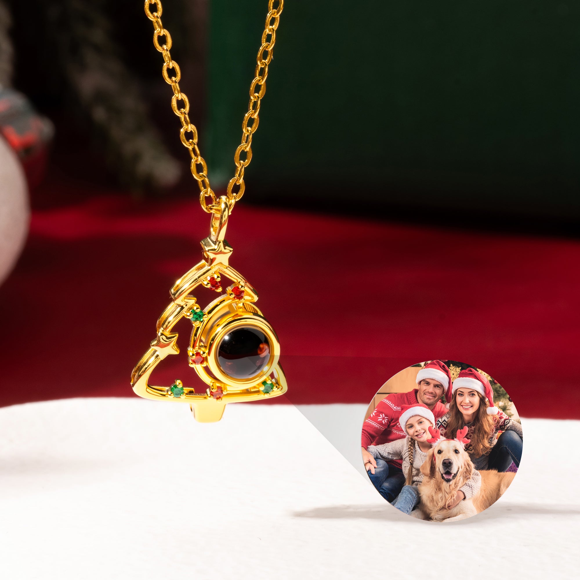 Árbol de Navidad Personalizado Micro-Tallado Foto Proyección Collar de Navidad Regalo de San Valentín para las mujeres