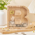Hucha Personalizada Flor Inicial de Nacimiento con Nombre Cumpleaños Día del Niño Regalo para Niños Niñas Niños