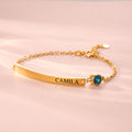 Pulsera personalizada con nombre y piedra de nacimiento joyería minimalista regalo de San Valentín cumpleaños y aniversario para mujeres
