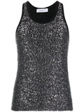 Fabiana Filippi Sequin-Embellished Tank Top — Gunmetal Grey