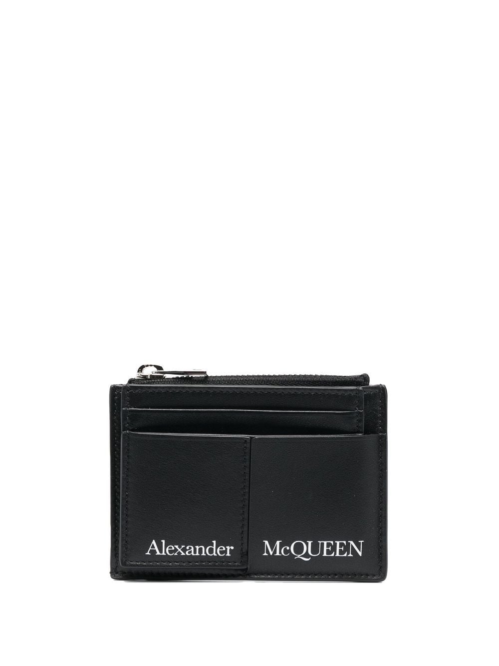 Alexander McQueen Logo-Print Calf Leather Card Case — black