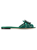 Dolce & Gabbana Crystal-Embellished Lace Sandal — Emerald