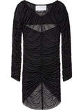 Az Factory By Ester Manas Ruched Cut-Out Mesh Blouse — Black