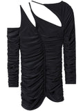 Az Factory By Ester Manas Asymmetric Cut-Out Ruched Blouse — Black