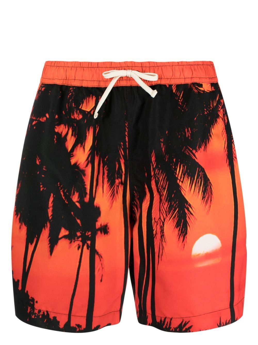 Blue Sky Inn Palm-Tree Print Swim Shorts — Orange