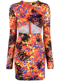 Dsquared2 Printed Cut-Out Dress — Red