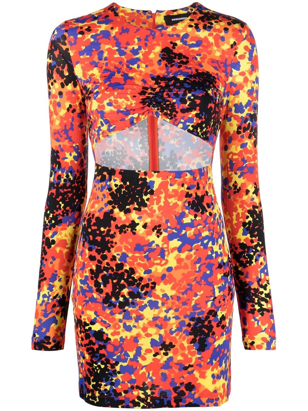 Dsquared2 Printed Cut-Out Dress — Red
